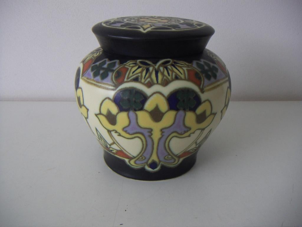 Goedewaagen plateel keramiek dekselpot. Art nouveau decor, Antiek en Kunst, Ophalen of Verzenden