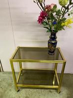 Bar cart messing rookglas op wielen, Ophalen, Minder dan 55 cm, Gebruikt, Metaal of Aluminium