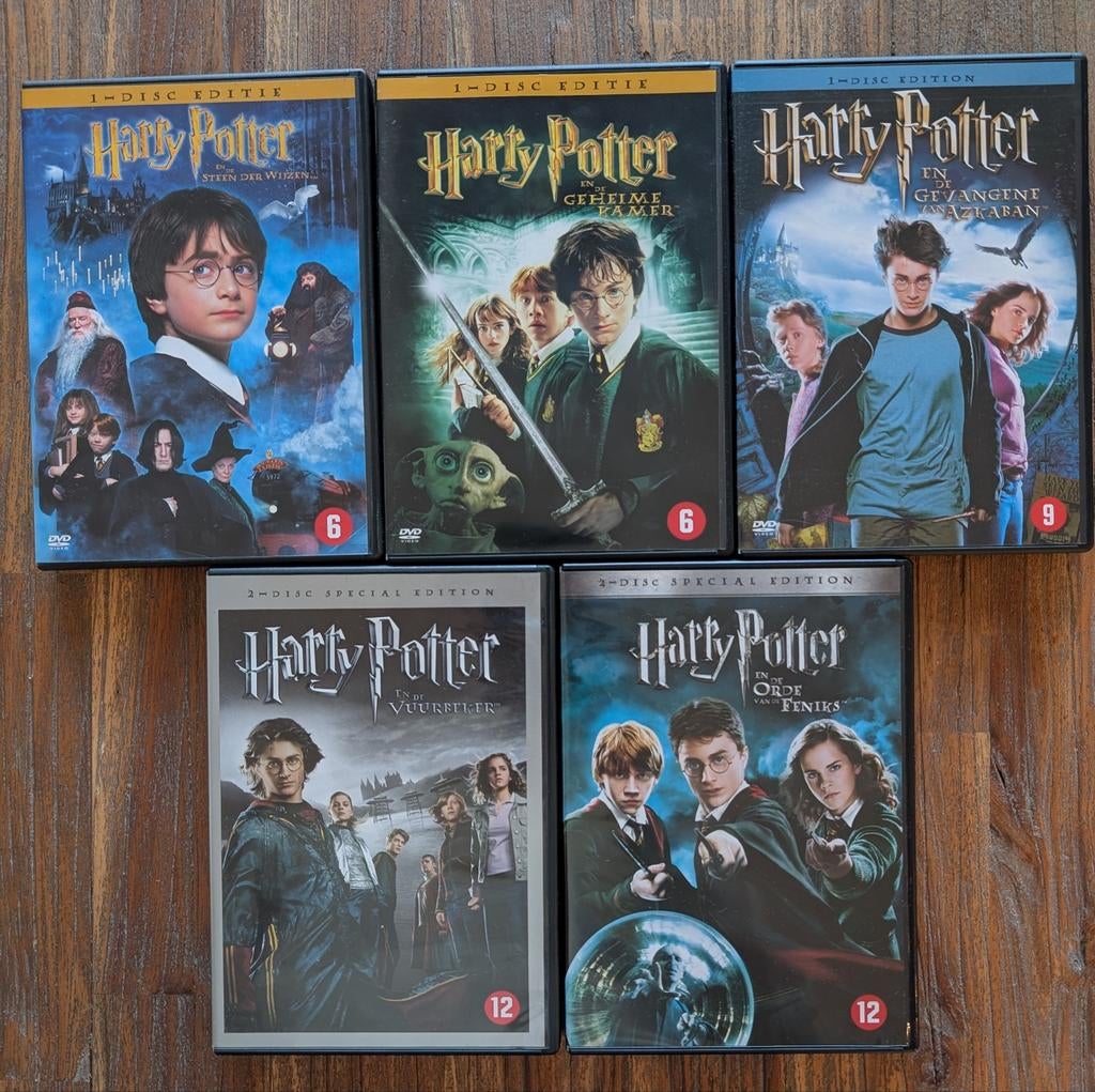 Harry Potter DVD's - Deel 1 t/m 5, Vanaf 12 jaar, Ophalen of Verzenden, Gebruikt, Fantasy