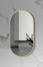 2x Badkamerspiegel 100x50 ovaal, goud, touch, verwarming, 100 tot 150 cm, Nieuw, Ophalen of Verzenden, Ovaal