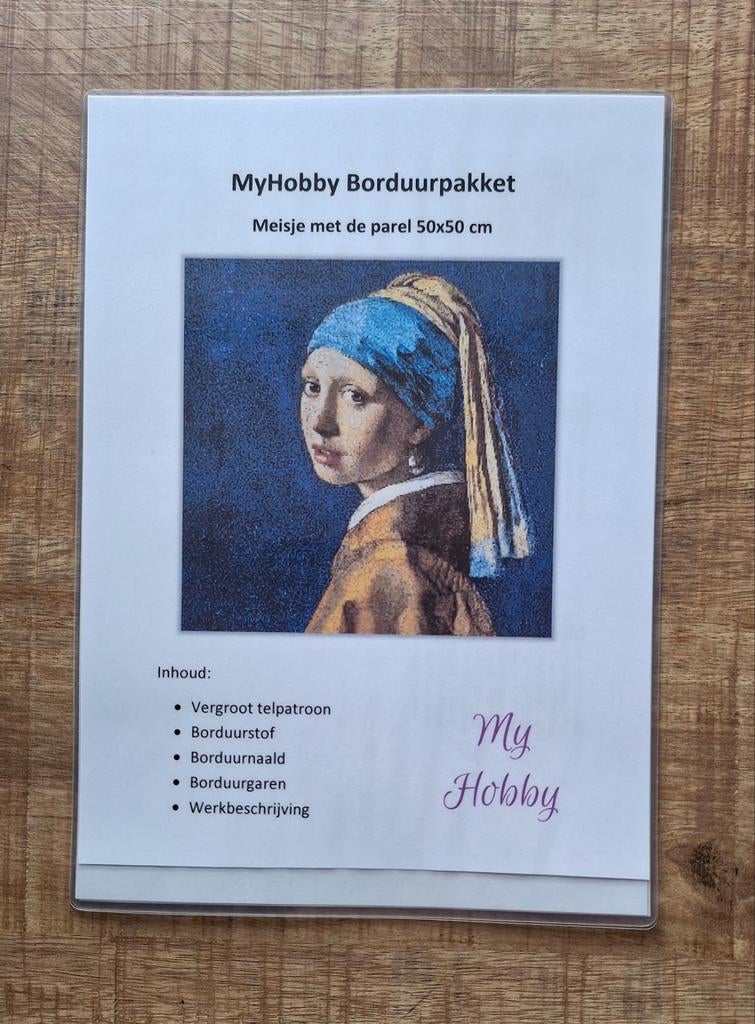 Borduurpakket Meisje met de parel 50x50 cm, Ophalen