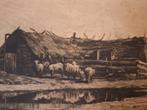 Ets Schaapskooi Drenthe - Nicolaas van der Waay, Antiek en Kunst, Kunst | Etsen en Gravures, Ophalen of Verzenden