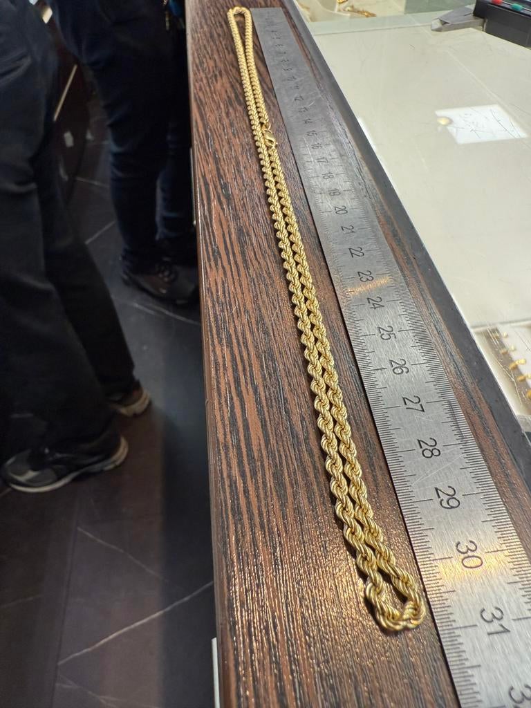 Prachtige 14 karaats gouden rope ketting, Sieraden, Tassen en Uiterlijk, Kettingen, Nieuw, Goud, Ophalen of Verzenden