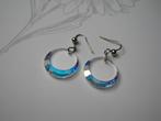 Oorbellen kristal glas disk/ facet gelepen randje 1.7 cm, Met kristal, Overige materialen, Hangers, Verzenden
