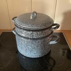 Grote emaille Rijstpan Stoompan grijs gewolkt geëmailleerde, Huis en Inrichting, Keuken | Potten en Pannen, Ophalen of Verzenden