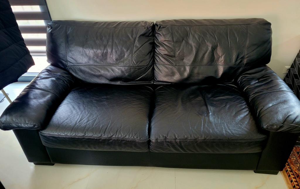 Leren bankstel 2+3, Ophalen, Zo goed als nieuw, 75 tot 100 cm