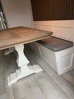 Robuuste Kloostertafel met bankje en stoelen, Huis en Inrichting, Tafels | Eettafels, Ophalen, Gebruikt, 200 cm of meer, Rechthoekig
