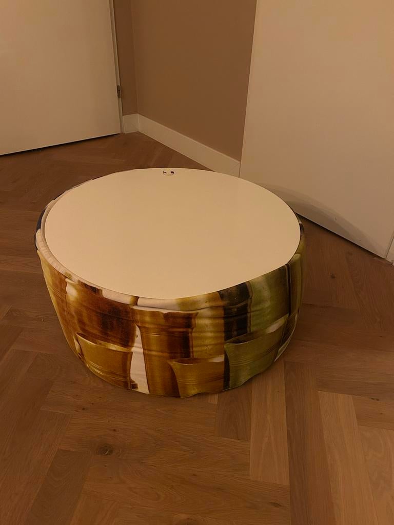 Multicolour Poef met metalen plaat, Ophalen, Gebruikt, Rond, Minder dan 50 cm