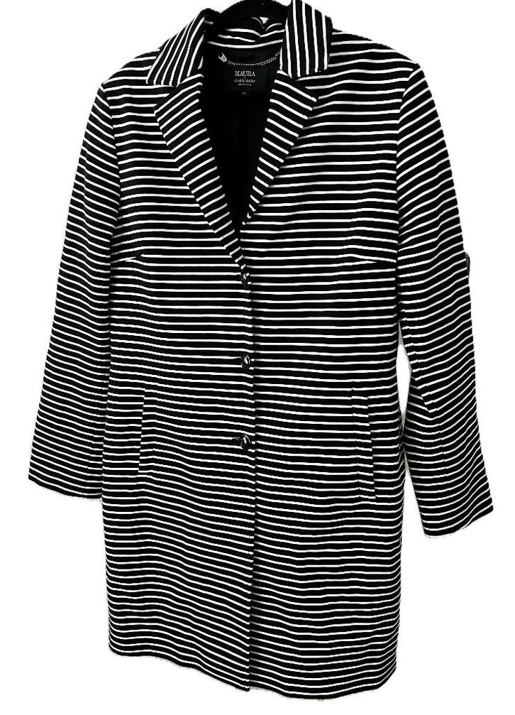 Maura by Claudia Strater jas long blazer streep zwart wit 42, Kleding | Dames, Jasjes, Kostuums en Pakken, Zo goed als nieuw, Jasje