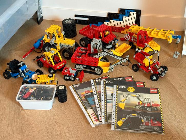 Set vintage LEGO Technic 8849 trekker 8851 kraan 8848 truck, Kinderen en Baby's, Speelgoed | Duplo en Lego, Gebruikt, Lego, Complete set