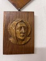 Religieus Maria-reliëf (Madonna) op houten drager, Ophalen, Minder dan 20 cm, Gips, Wanddecoratie