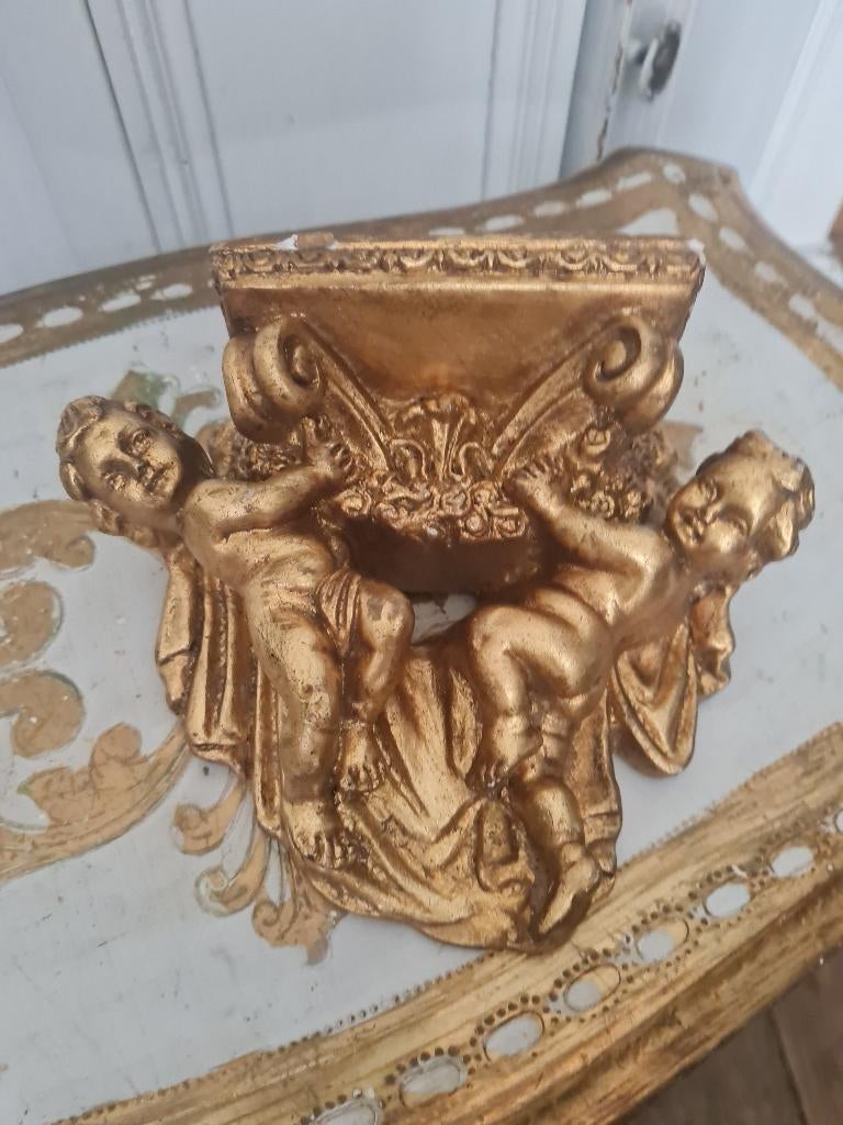 Zeer oud kleiner gipsen consooltje engeltjes barok, Antiek en Kunst, Ophalen of Verzenden