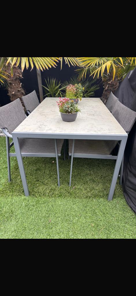 Tuintafel met 4stoelen, Tuin en Terras, Ophalen, Gebruikt, Eettafel, 6 zitplaatsen