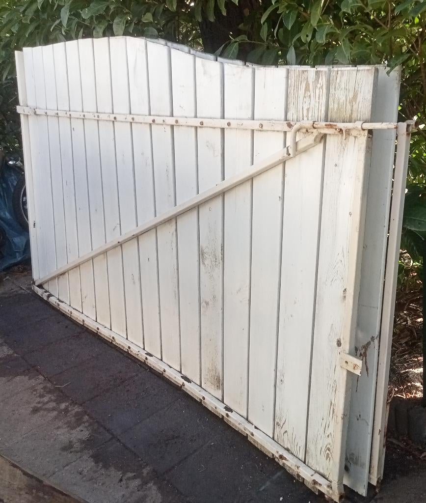 LANDELIJKE DUBBELE POORT HEKWERK  HOUT METAAL, Ophalen, Gebruikt, Tuinhek, Overige materialen