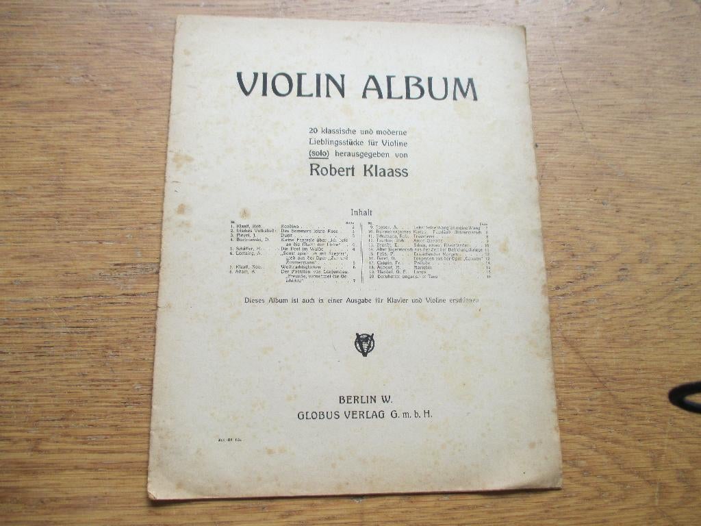 VIOLIN ALBUM - ROBERT KLAASS - 20 ZTUKJES VOOR VIOOL, Gebruikt, Klassiek, Ophalen of Verzenden, Viool of Altviool