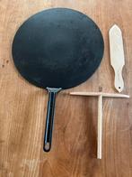 Le creuset crêpe- en pannenkoekpan, Ophalen of Verzenden, Zo goed als nieuw, Gietijzer, Koekenpan of Braadpan