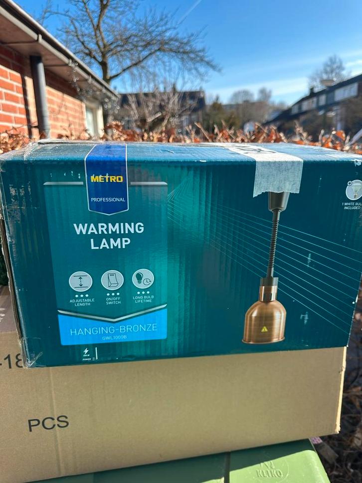 Nieuw in doos !Metro Professional Warmtelamp - Hangend Brons, Huis en Inrichting, Lampen | Hanglampen, Nieuw, 75 cm of meer, Metaal