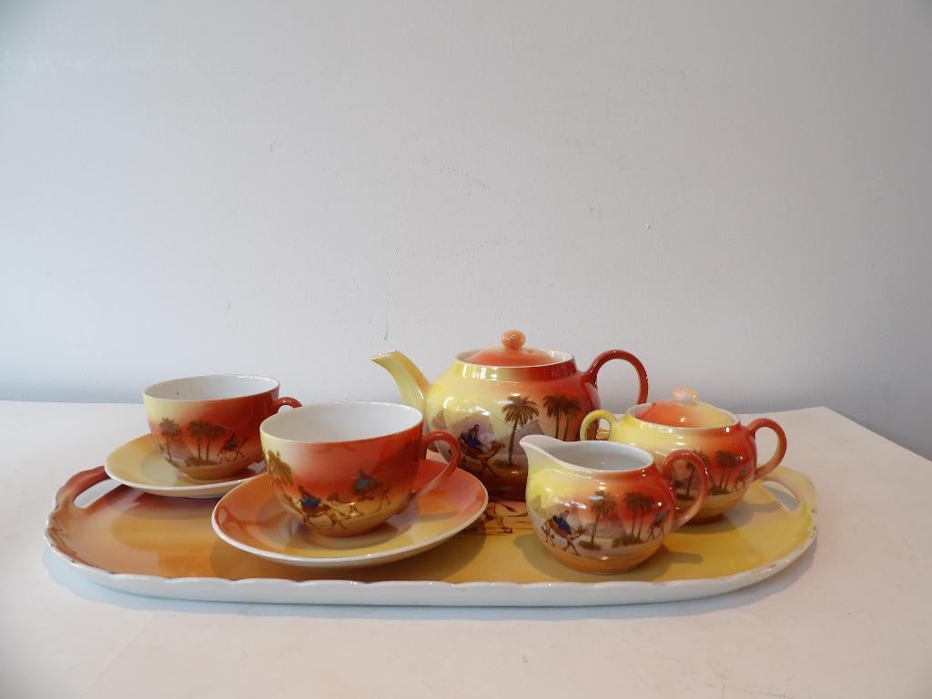 Art Deco Koffie/Theeset Victoria, porselein, Antiek en Kunst, Antiek | Servies compleet, Ophalen of Verzenden