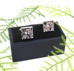 Vierkantige manchetknopen Amethist met strass steentjes., Ophalen of Verzenden, Nieuw, Overige materialen