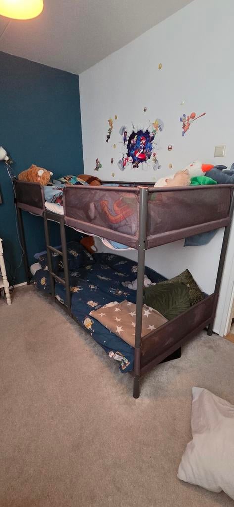 Stapelbed metaal donkergrijs, Kinderen en Baby's, Kinderkamer | Stapelbedden en Hoogslapers, Ophalen, Stapelbed