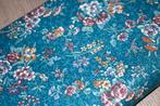 Rol vintage 100% katoen stof - groen blauw met bloemen #4590, Blauw, Ophalen of Verzenden, 30 tot 120 cm, Katoen