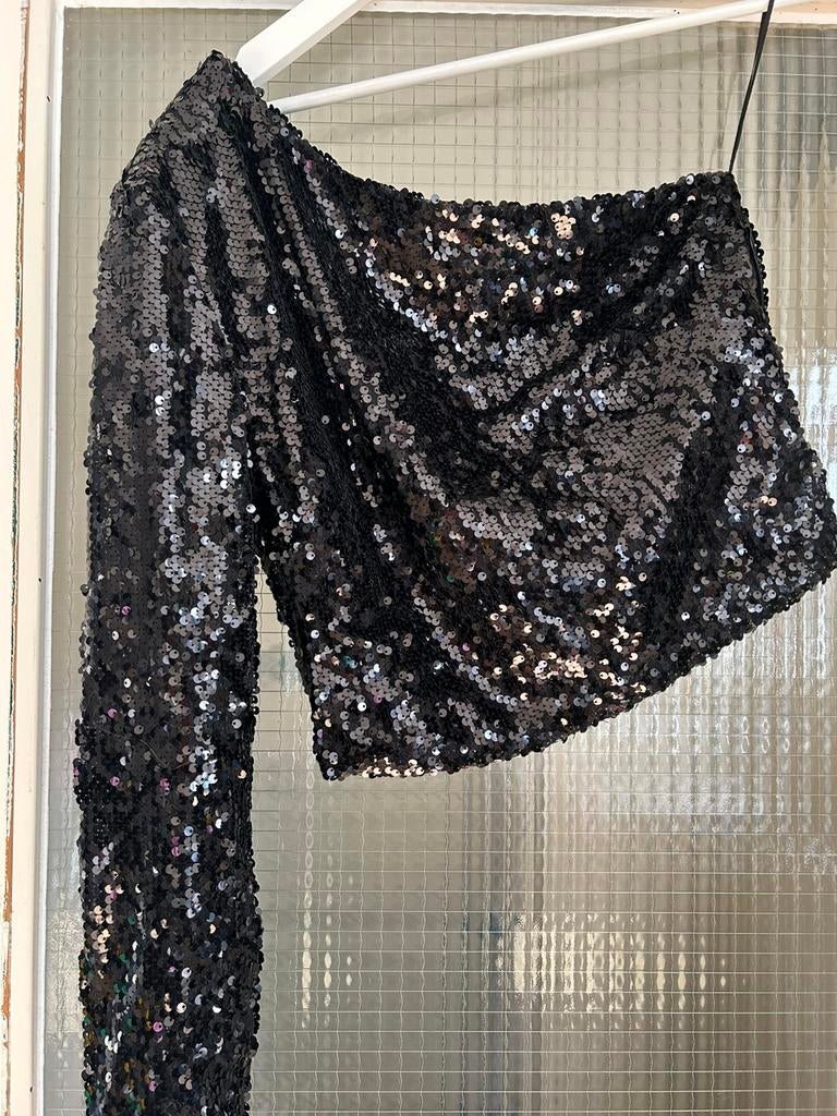 Zwarte glittertop Stradivarius M zo goed als nieuw, Ophalen, Zo goed als nieuw