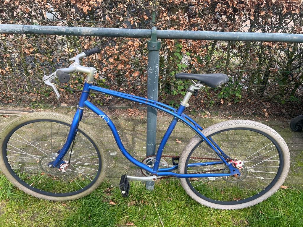 Blauwe fiets, Fietsen en Brommers, Fietsen | Heren | Herenfietsen, Overige merken, Gebruikt, Ophalen of Verzenden, Schijfrem