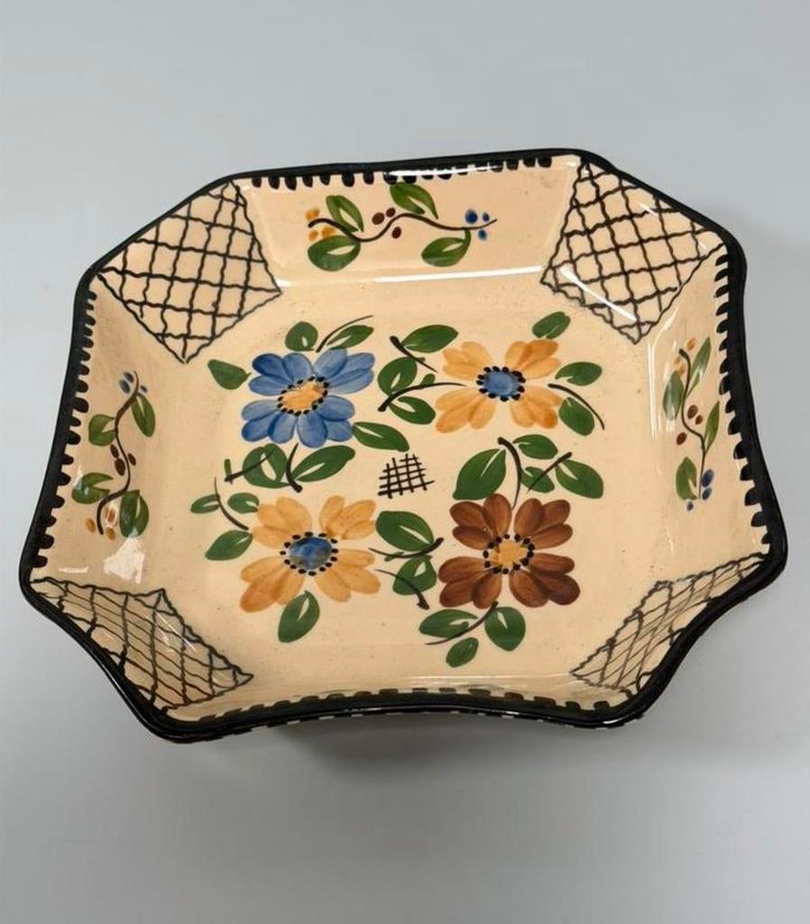 Vintage Handbeschilderde Aardewerk Schaal A Mertens Jamioulx, Antiek en Kunst, Ophalen of Verzenden