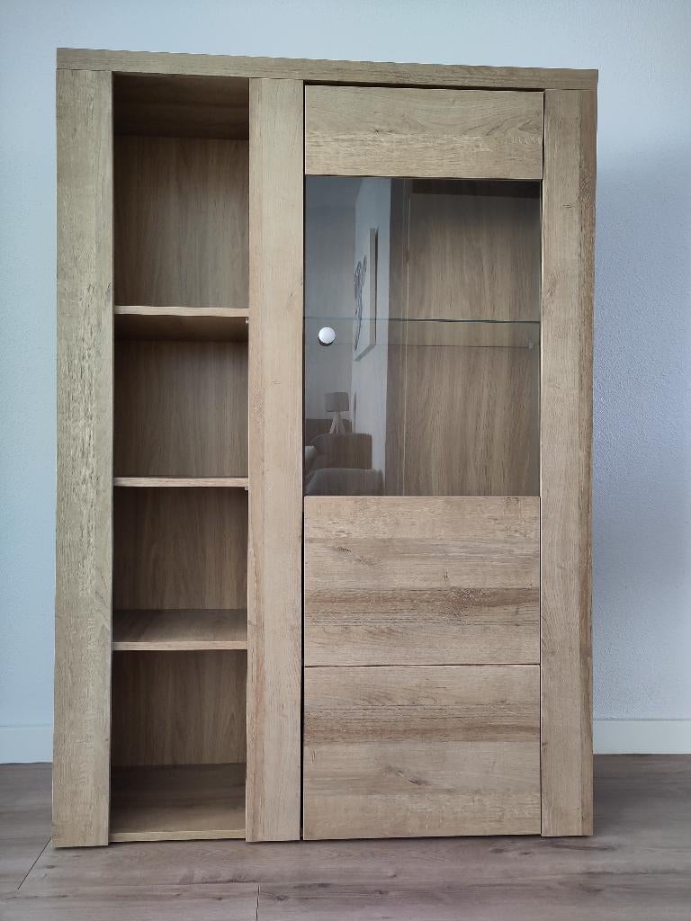 Vitrinekast - 100x145x37 cm, Ophalen, Met deur(en), Glas, 100 tot 150 cm