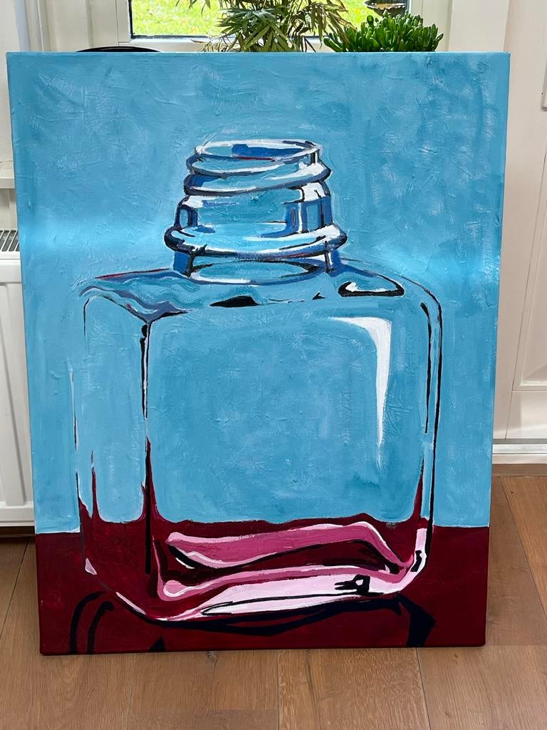 Schilderij 'Fles' 70x90 cm. Acryl op canvas., Ophalen