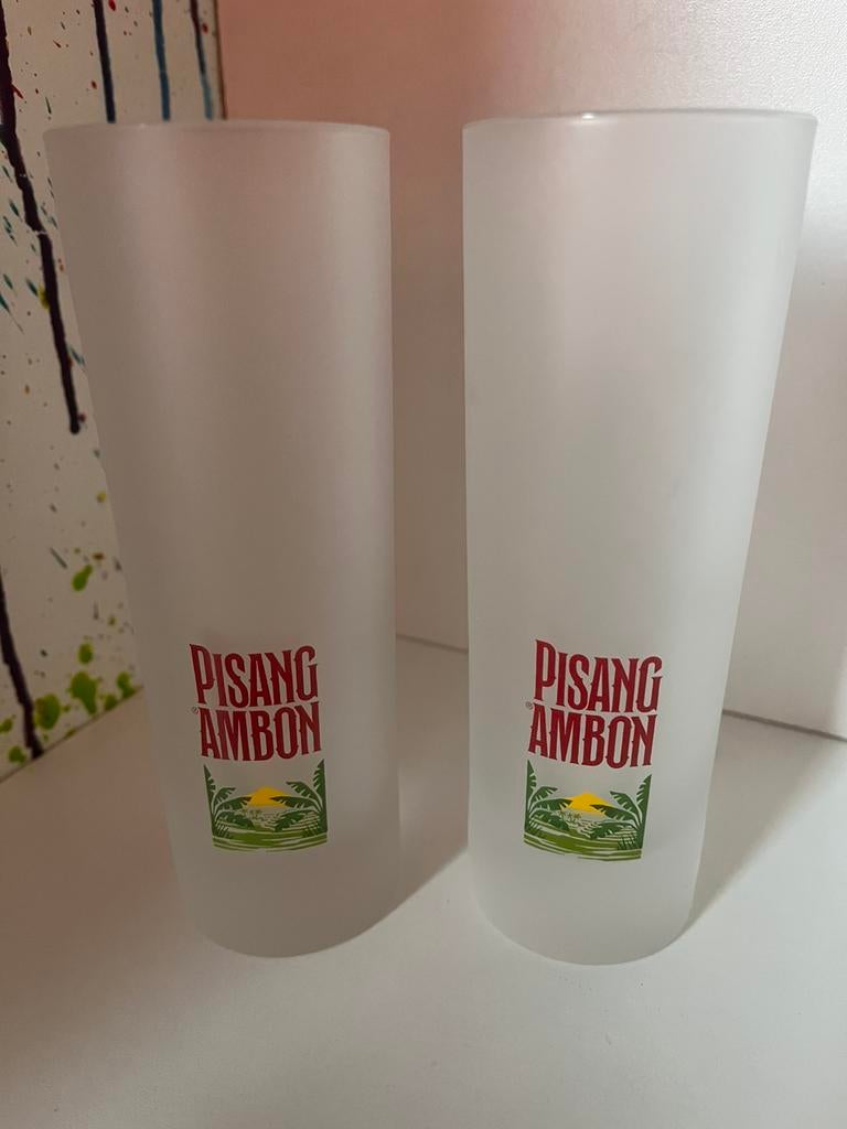 Pisang Ambon glazen set van 2 glazen, Verzamelen, Ophalen of Verzenden, Nieuw, Borrel- of Shotglas