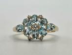 Gouden Vintage ring met aquamarijn en diamant. 2026/119., Blauw, ., Ophalen of Verzenden, .