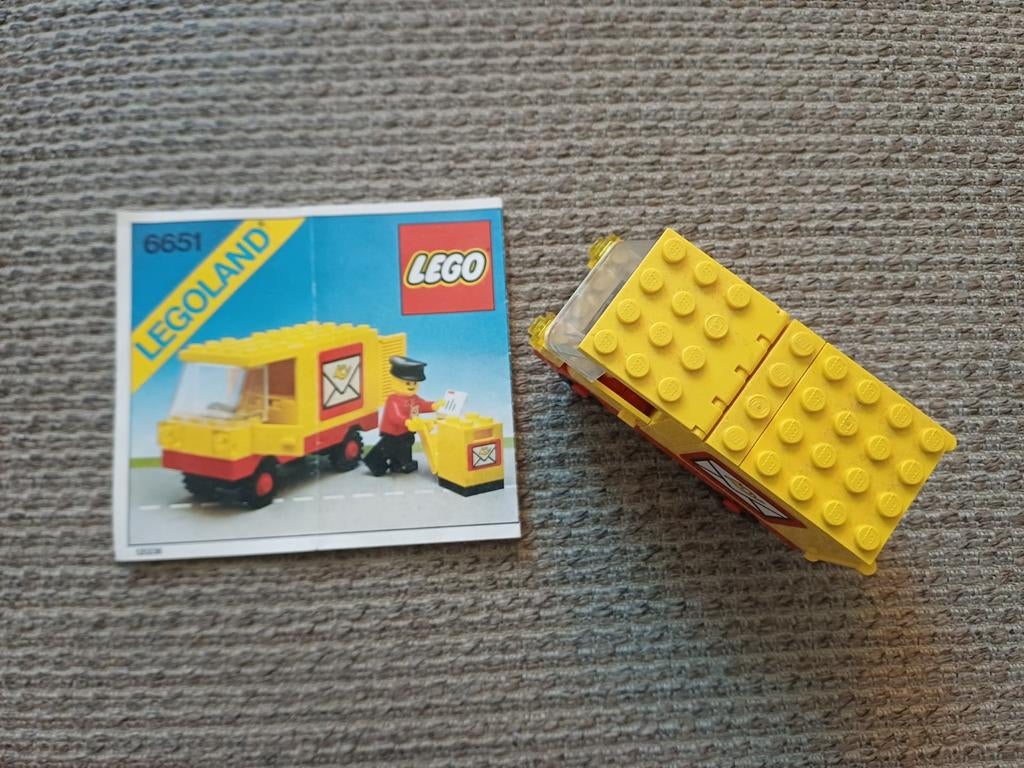 Lego Legoland 6651 Postwagen met minifiguur en instructies, Compleet, Gebruikt, Lego, Ophalen of Verzenden