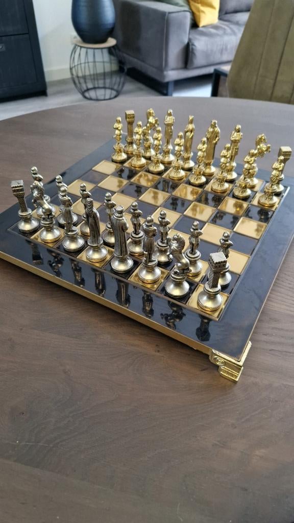 luxe metalen schaakset met bord, Een of twee spelers, Ophalen, Gebruikt