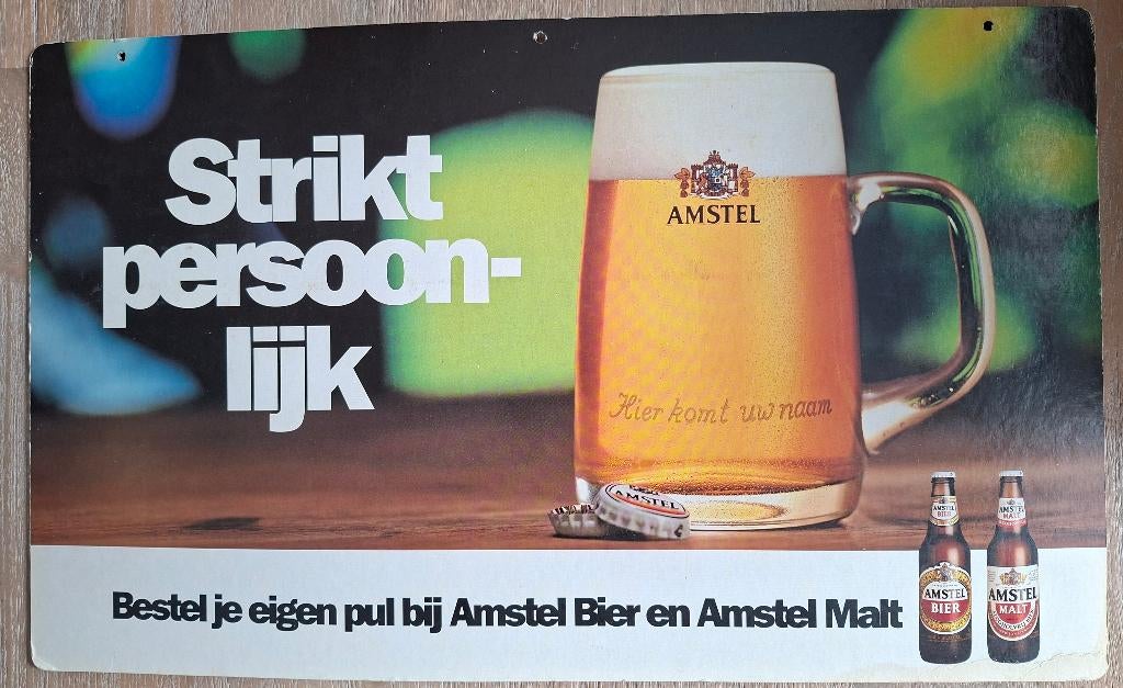 Bier reclame bord Amstel, Ophalen, Gebruikt, Reclamebord