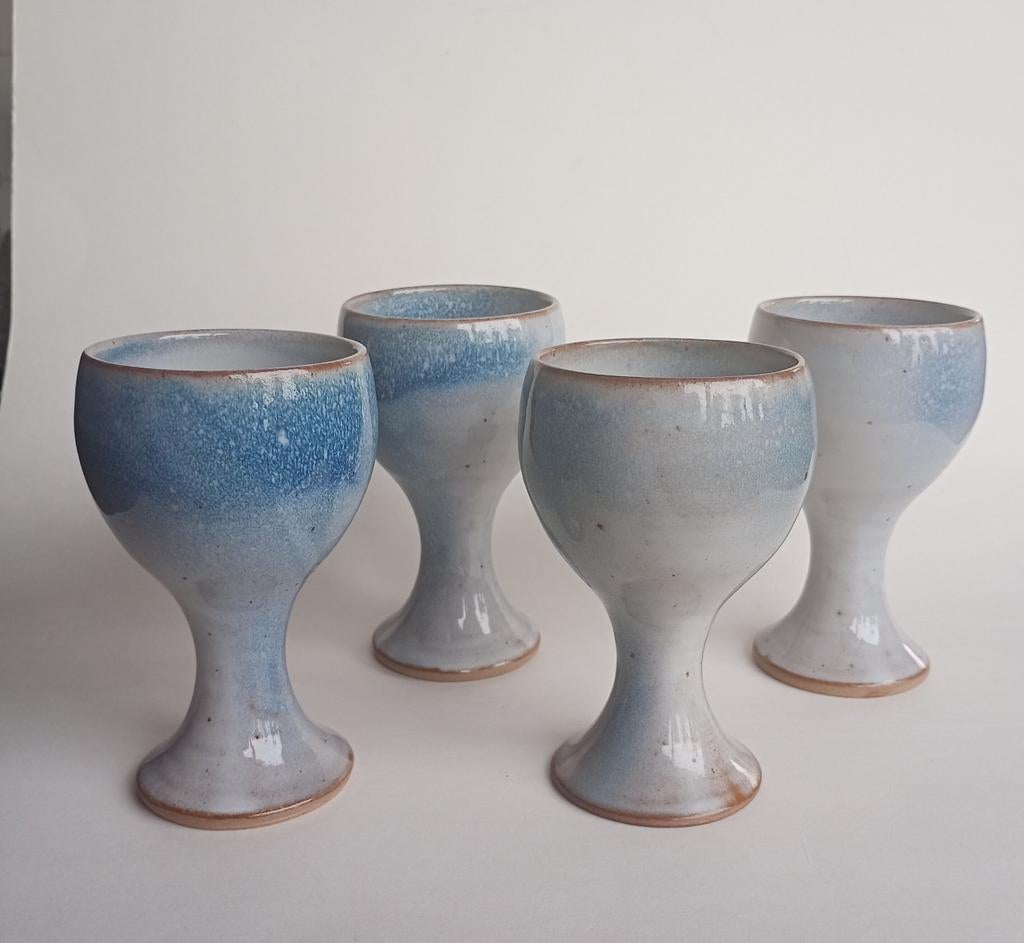 Set van 4 geglazuurde kelken van RogerJacques Keramiek, Ophalen of Verzenden