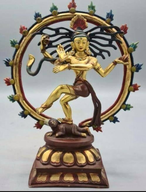 Goldface Rad van Shiva Nataraja uniek zeldzaam koper beeld, Ophalen of Verzenden, Zo goed als nieuw, Beeld(je), Hindoeïsme