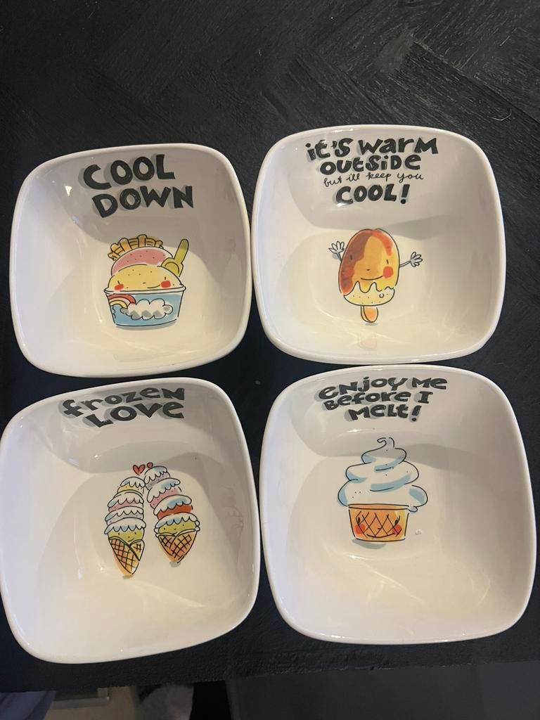 Blond Amsterdam ijs schaaltjes 4x, Huis en Inrichting, Keuken | Servies, Blond Amsterdam, Ophalen of Verzenden, Aardewerk, Schaal of Schalen