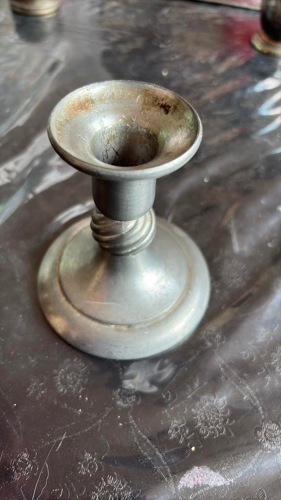 Vintage Tinnen KMD royal pewter Holland Kandelaar, Antiek en Kunst, Ophalen of Verzenden