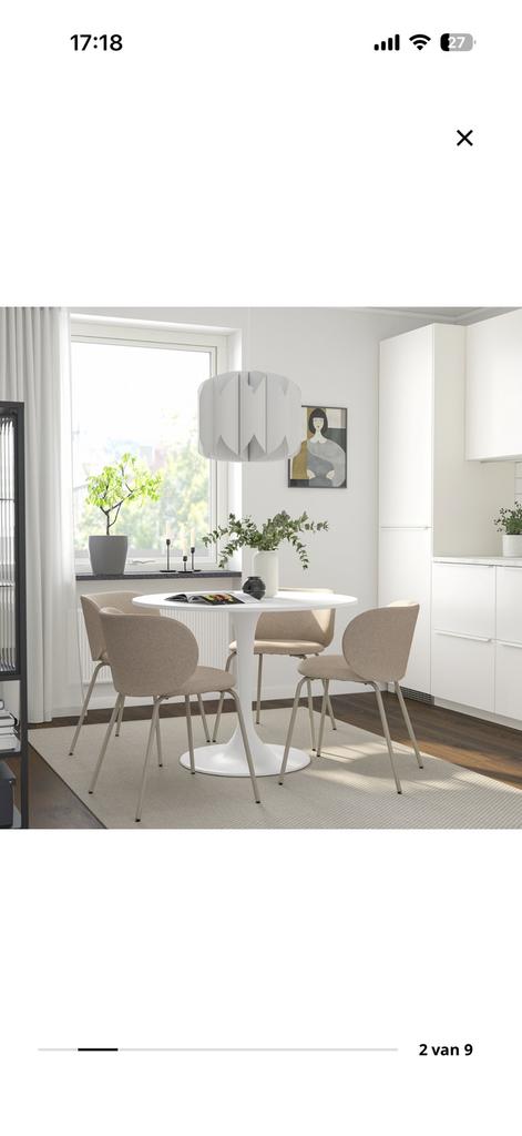 Eettafel IKEA (Docksta), Huis en Inrichting, Ophalen, Rond, Zo goed als nieuw, 100 tot 150 cm