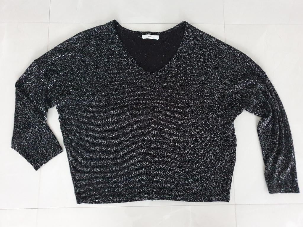 Zwart zilveren trui shirt maat L, Ophalen of Verzenden