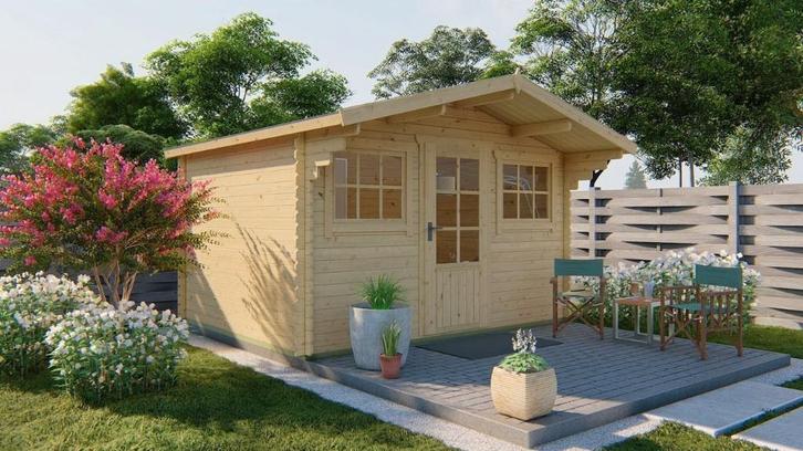 Nieuwe blokhut Mika | bruin geimpregneerd | luxe uitgevoerd!, Tuin en Terras, Tuinhuizen, Nieuw, Blokhut, Hout, 250 tot 500 cm