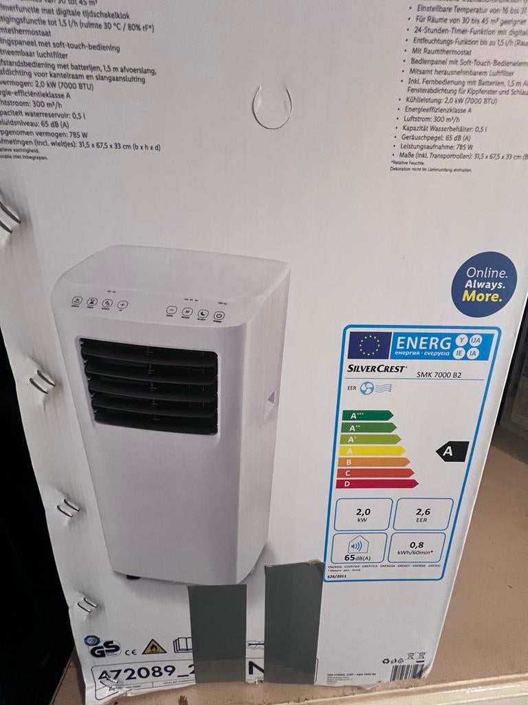 Zo goed als nieuwe mobiele airco - SilverCrest SMK 7000 B2, Ophalen, Minder dan 60 m³, 3 snelheden of meer, Zo goed als nieuw