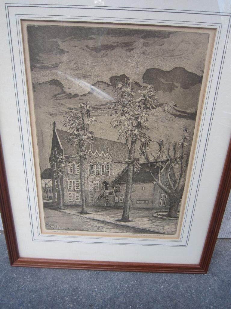 Mooie en Zeldzame Ets Pierrre TIMMERMANS,Oude Raadhuis UDEN, Antiek en Kunst, Kunst | Etsen en Gravures, Ophalen of Verzenden