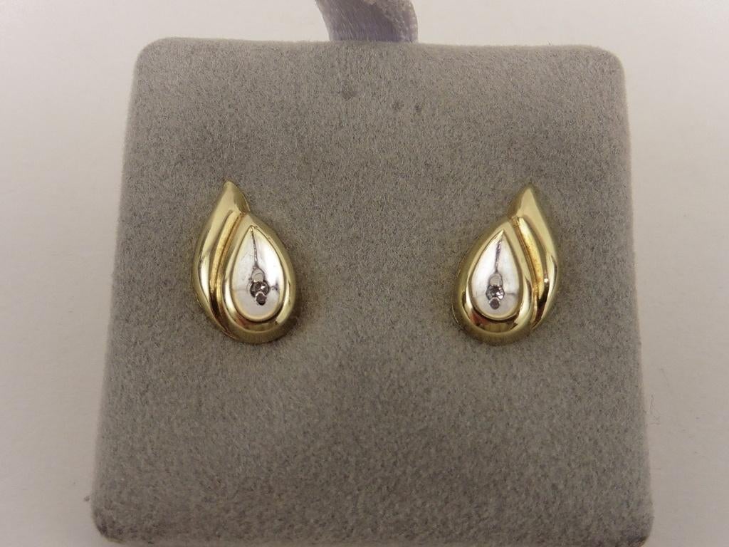 Gouden oorknopjes met zirkonia                          G114, Gebruikt, ., Ophalen of Verzenden, .