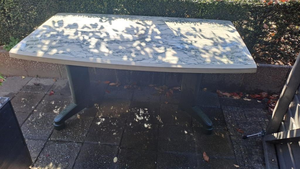 Groene tuinset: tafel en 3 verstelbare stoelen, Ophalen