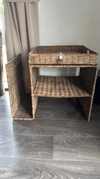 Riviera Maison rattan bijzet tafel, Huis en Inrichting, Tafels | Bijzettafels, Ophalen of Verzenden, Zo goed als nieuw, Rond, Minder dan 55 cm