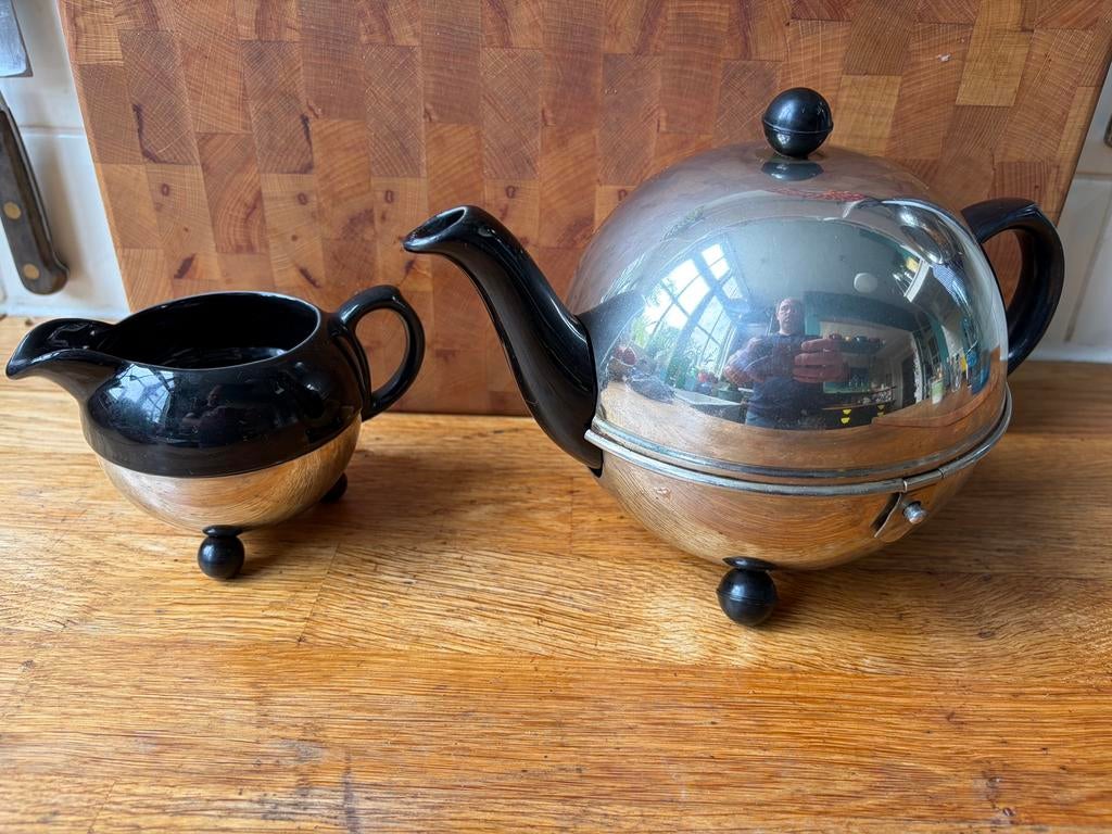 Vintage Bredemeijer Theepot met isolatiemantel – Duet model, Ophalen of Verzenden