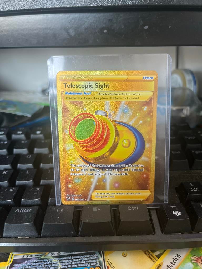 Pokémon Kaart: Telescopic Sight (Goud, Foil), Ophalen of Verzenden, Zo goed als nieuw, Losse kaart, Foil