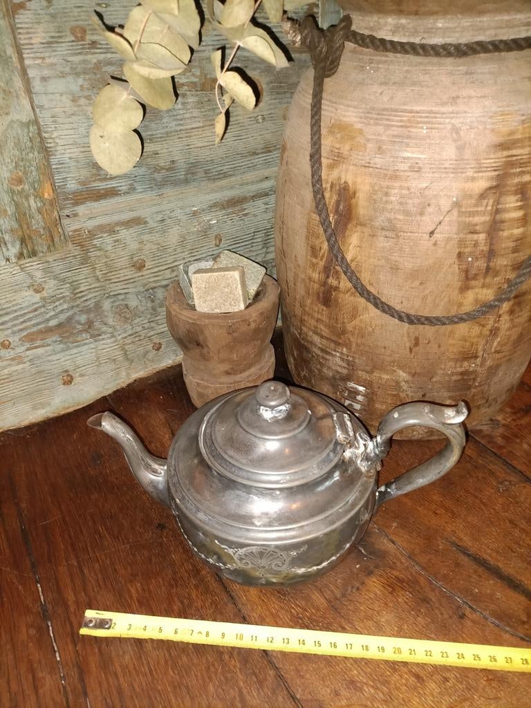 Metalen koffiepot theepot brocante koffie kan koffiekan, Ophalen of Verzenden